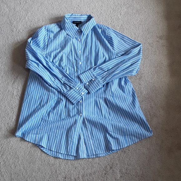 🌲NWT blue and white collared shirt lane Bryant 22 - Picture 2 of 5